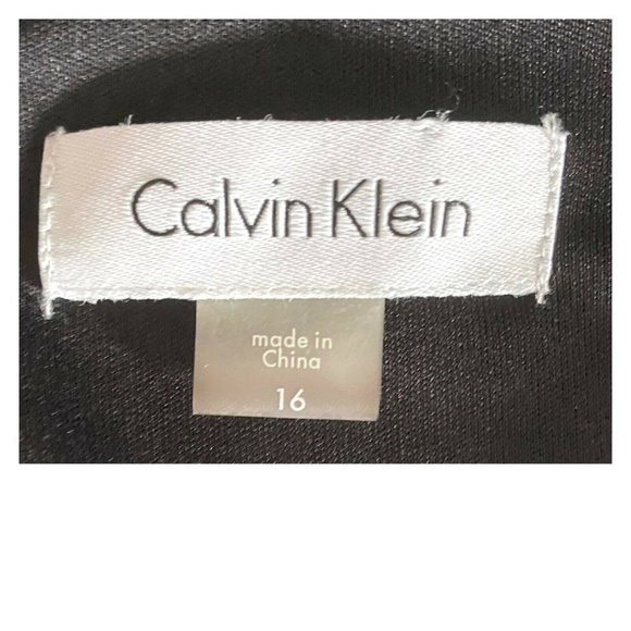 Calvin Klein Shimmery Sapphire Velvet Faux Wrap Side Gold Buckle Dress - Picture 8 of 9